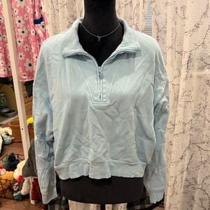 Victoria's Secret Light Blue Cropped Quarter-Zip Sweatshirt XXL